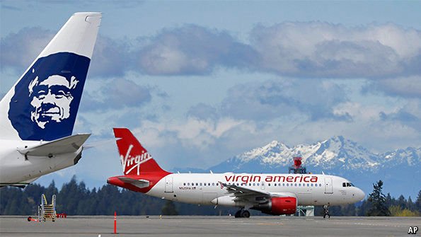 Alaska Air agreed to buy Virgin America, a tiny but (by its customers) beloved budget airline. Alaska will overtake JetBlue, which was also bidding for Virgin, as the 5th largest American carrier; it will expand its footprint n hubs including San Fransisco and Los Angeles.