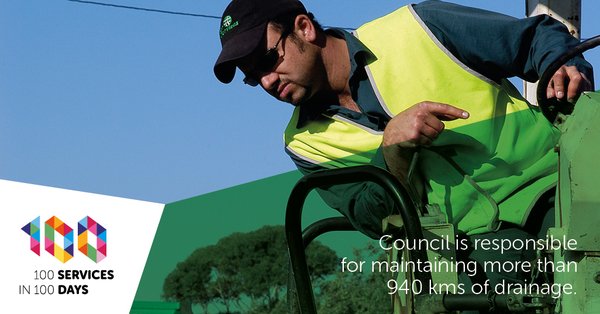 Total length of drainage maintained by the council.