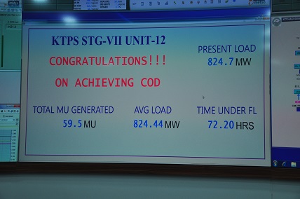 Unit 12 of Telangana State Power Generation Corporation (TSGENCO)'s Kothagudem Thermal Power Station (KTPS) at  Paloncha in Telangana commissioned in Jan 2019 taking the total installed capacity at this plant to 2,660 MW. BHEL was the EPC contractor and commissioned the plant in a record speed of 46 months at an estimated cost of Rs 5,700 crore.