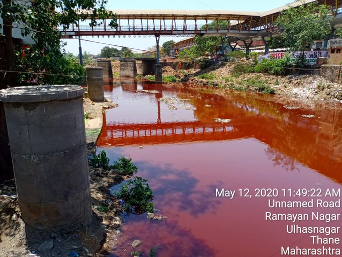 Local residents report water in Waldhuni river turning red due to industrial discharge from units in Ambernath, despite the COVID-19 lockdown being enforced. The red colour seems to be coming from either dye industries or bulk drug-producing (pharmaceutical) plants,” according to SL Waghmare, regional officer, MPCB. Units engaged in production of sanitizers could be responsible.