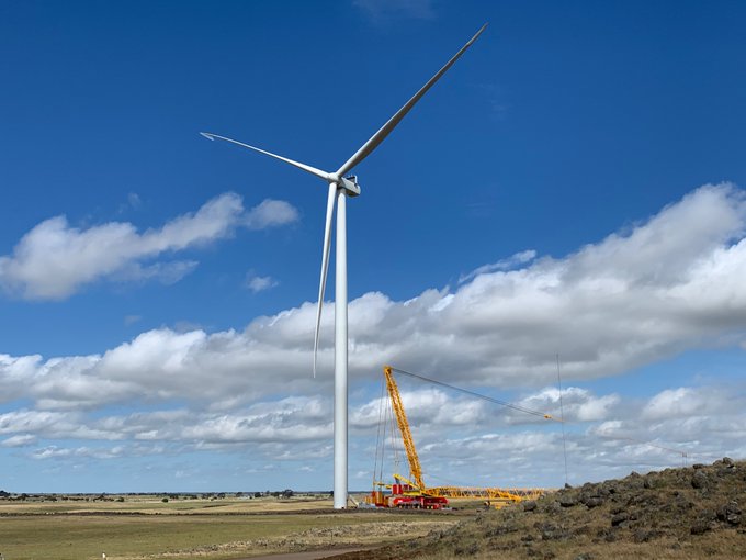 First turbine installed.