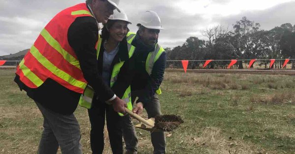 The first sod on the project turned by Victoria energy minister Lily D’Ambrosio, marking the official commencement of construction