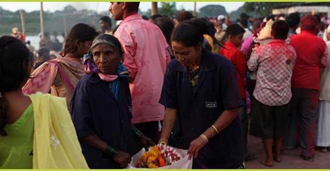 of Nirmalya were prevented from entering Pune's rivers during Ganapati Visarjan last year due to efforts of members and volunteers of SWaCH - India's fist first wholly-owned cooperative of self-employed waste pickers. (Nirmalya: Flowers, fruits, coconuts and other offerings made to the deity).