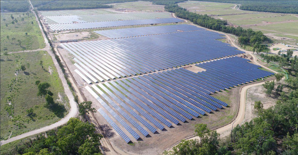 Bird's eye view capturing the progress of the farm - image courtesy Origin Energy