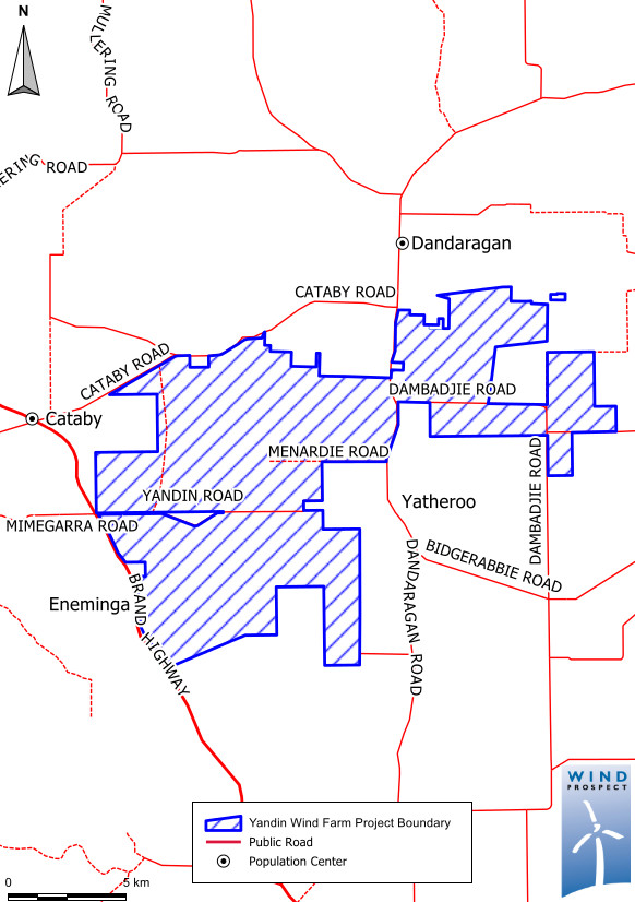 Approximate area available for the farm. The wind farm will connect to Western Power’s 330 kV electricity network via a new 10 km transmission line and terminal station that will be built, owned and operated by Western Power.