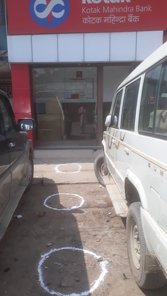 Arrangements outside an ATM in Madhubani.