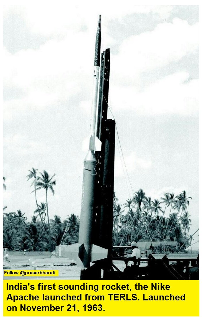 The space programme of India began #OnThisDay. First Sounding Rocket, #NikeApache (USA made) was launched from Thumba.