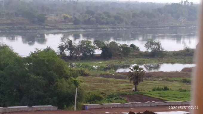 Noticeable increase in the girth of the river at Khadakpada Kalyan reported. Spill over noticed to form a temporary pond as seen in front of the trees in attached image.