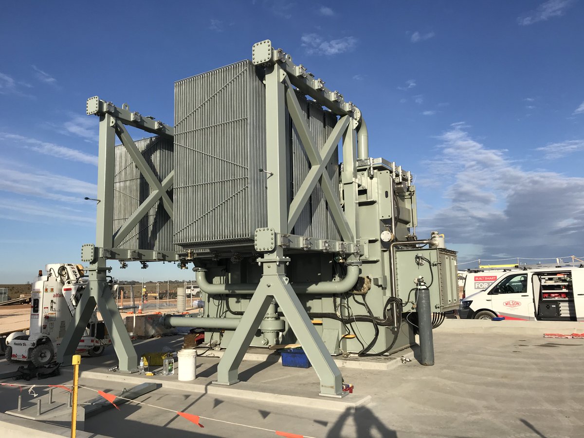 Delivery and installation of 66/22kV 100MVA transformer at the Yatpool Collector substation completed.