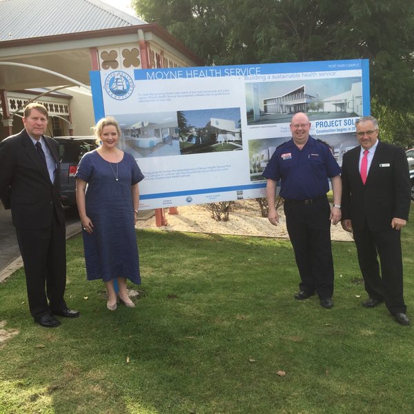Funding that Moyne Health Services in Port Fairy will receive  to build a new urgent care centre ensuring local families can access the high quality and safe care they deserve, closer to home. The funds were announced on Friday 13th May, 2016 by Jill Hennessy MP Minister for Health and Ambulance Services.