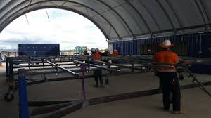 Solar panels assembled at a workshop onsite.