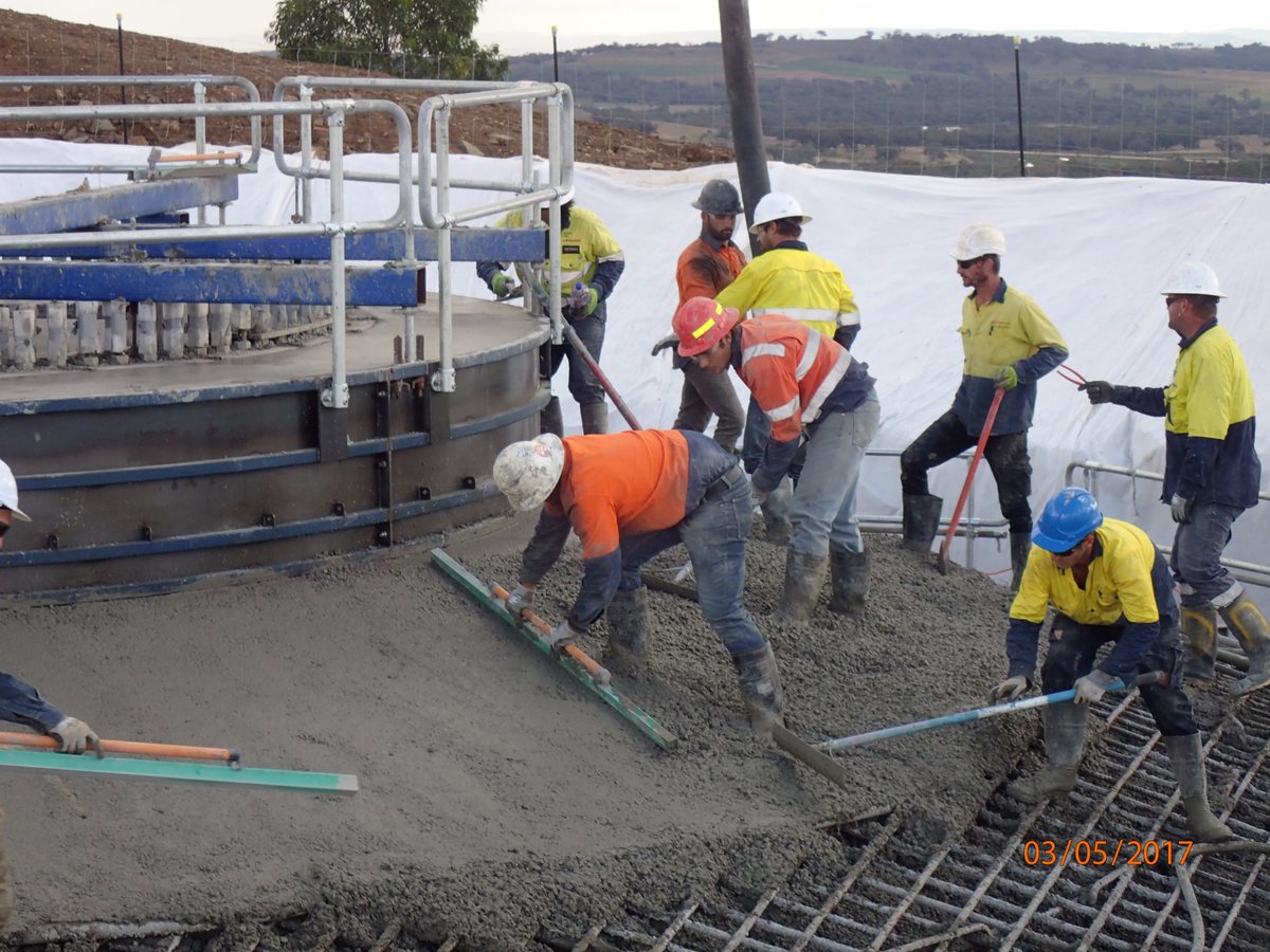 Concrete screeding work at various turbine foundations.