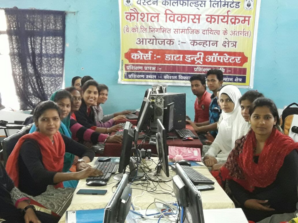 rural youth getting benefited from Skill Development Program on Data Entry & Networking organised by Western Coal Ltd. in Kanhan.