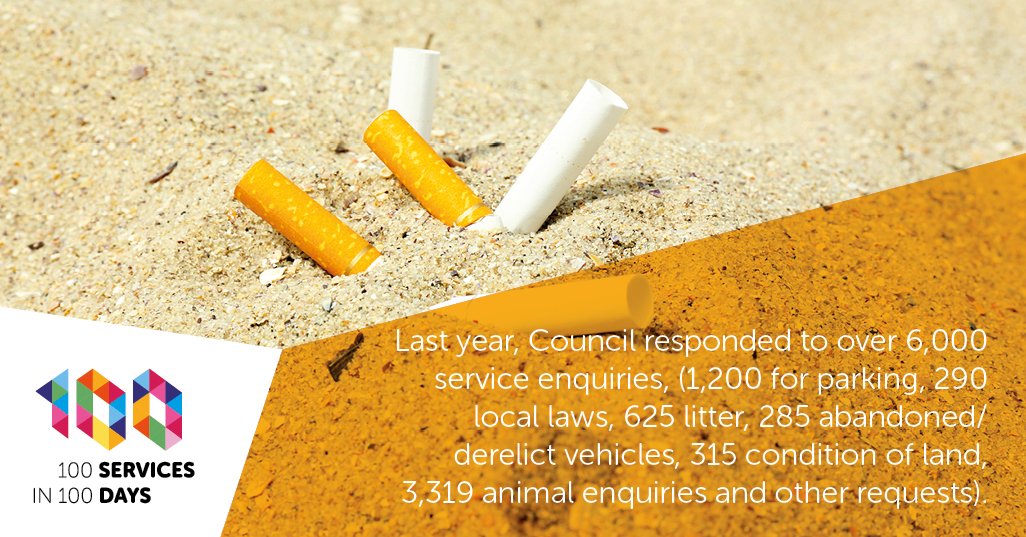 and more service requests that council responded to last year: 1,200 for parking, 290 local laws, 625 litter, 285 abandonded/derelict vehicles, 315 condition of land, 3,319 animal requests.