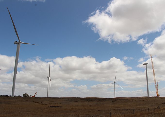11 turbines constructed with a further two nearing completion. Another 16 turbines are currently under construction with installation of the bottom two of five tower sections complete. 56 turbine foundations have been poured, 16 more excavations are complete and steel fixing is under way at multiple locations.