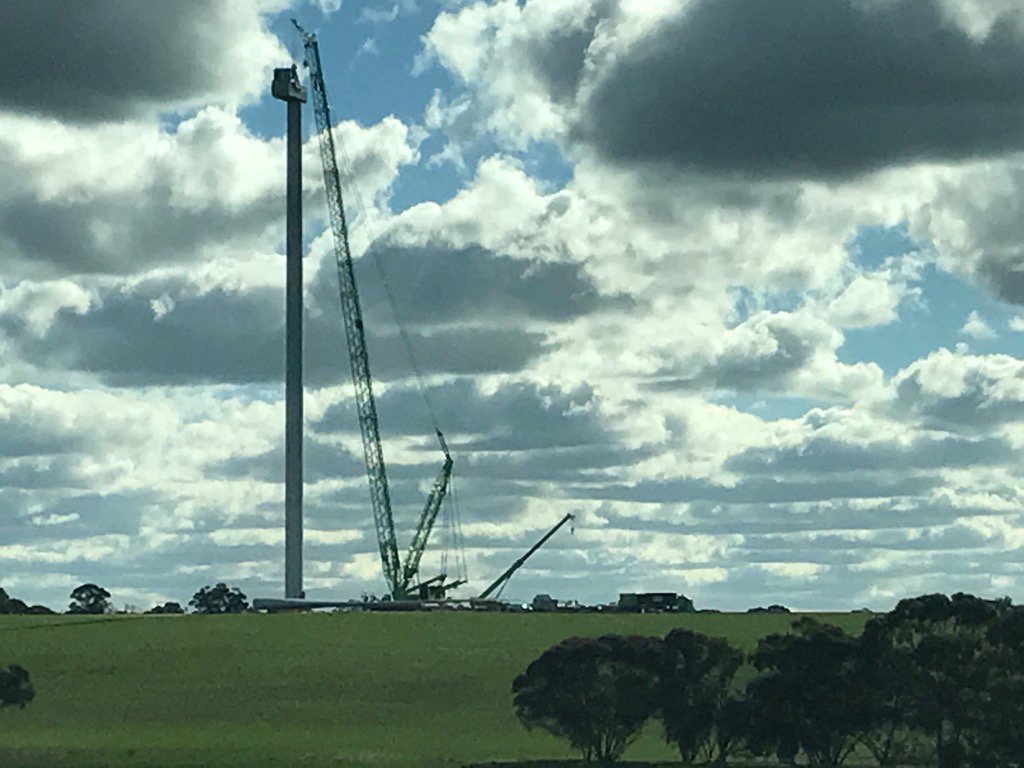 First tower section up at the farm!