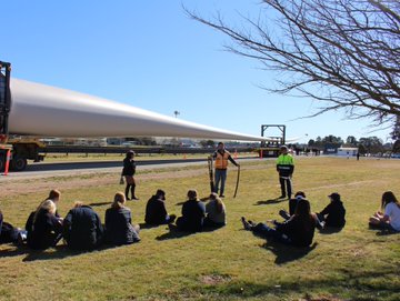 Crookwell High & Public were lucky to be treated to a Biala Wind Farm blade viewing. The 69 m blade was the last blade to be delivered and the school was lucky to have it detour for students to get an up-close on the truck!
