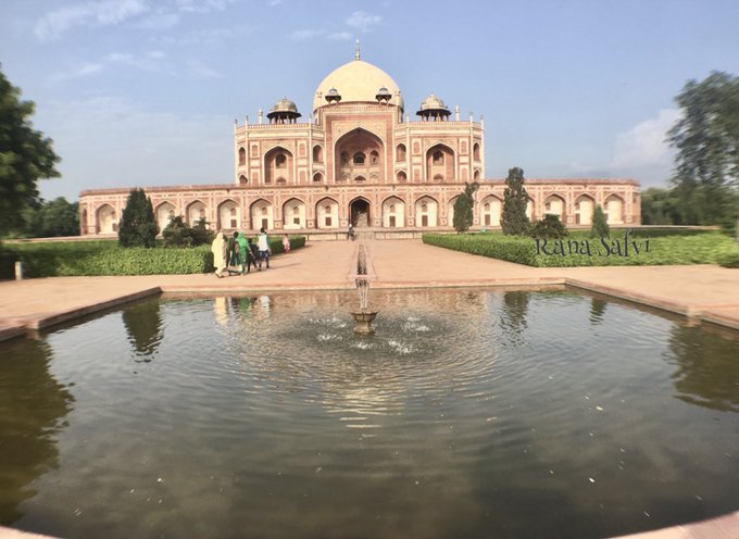 Cost of construction at that time! Gulbsdan Begum mentions Bega Begum (Humayun's eldest wife) as the builder of his tomb. It is possible some of the expense was borne by Akbar. Humayun’s tomb was the first tomb built on the Persian principle of Char Bagh. Paradise as described in the Quran will have rivers of milk & honey and gardens with trees in it. There were water canals flowing all around it, with fountains flowing in the hauz at intervals. The tomb when built, was surrounded by gardens with cypress trees and flowerbeds.